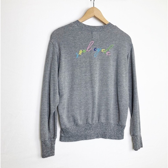 Monrow & Soul small Gray Henley logo embroidered sweatshirt - Picture 8 of 10